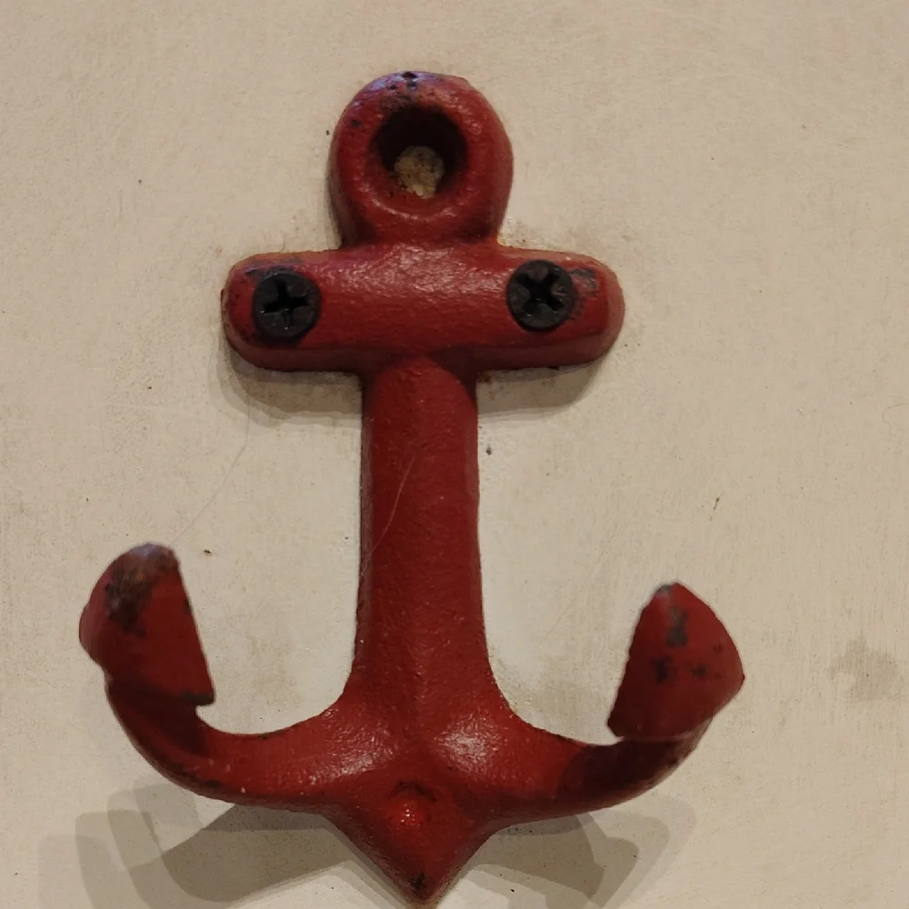 Coastal Anchor Wall Hooks - Cream with Blue, Red, Turquoise Anchors